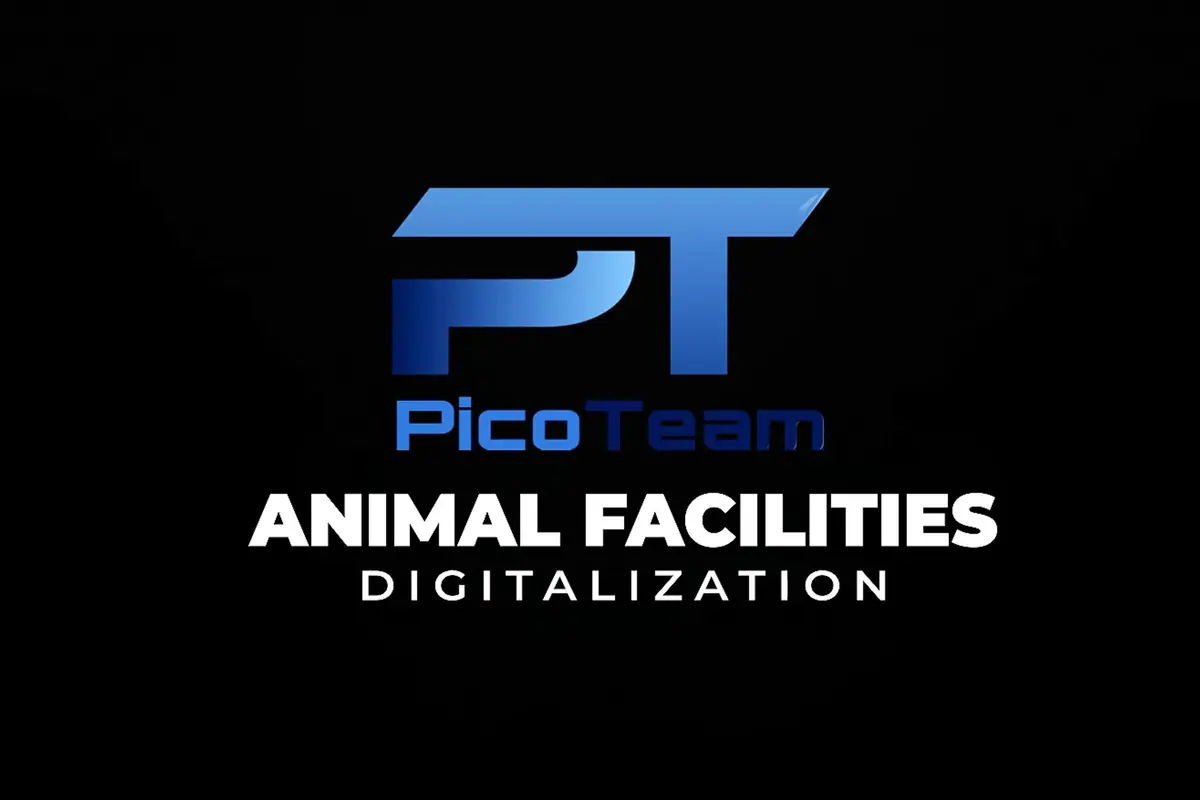 PicoTeam digital solutions for animal research facilities, including InVivo platform, digital cage cards, mobile applications, AI-driven behavior analysis, and traceability systems.
