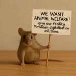 Mouse protesting for animal welfare