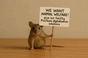 Mouse protesting for animal welfare