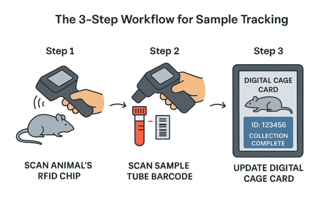 3-step digital workflow for sample tracking using RFID and barcode technology by PicoTeam