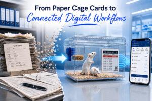 PicoTeam Digital Cage Cards and Mobile App replacing paper cage cards with connected digital workflows in an animal research facility.