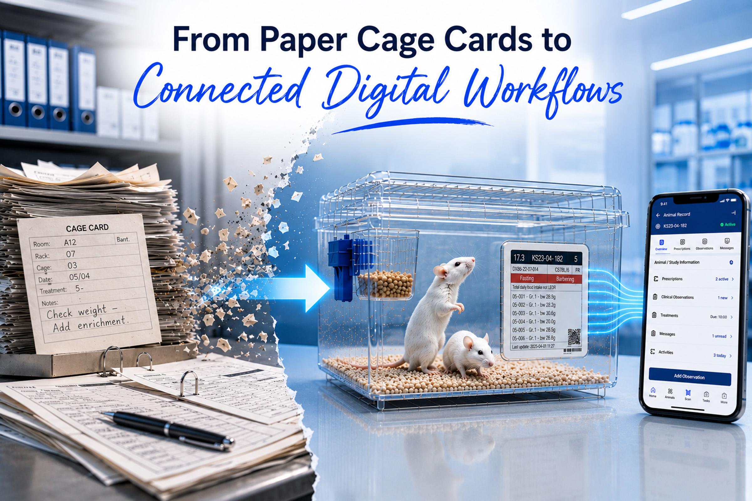 PicoTeam Digital Cage Cards and Mobile App replacing paper cage cards with connected digital workflows in an animal research facility.
